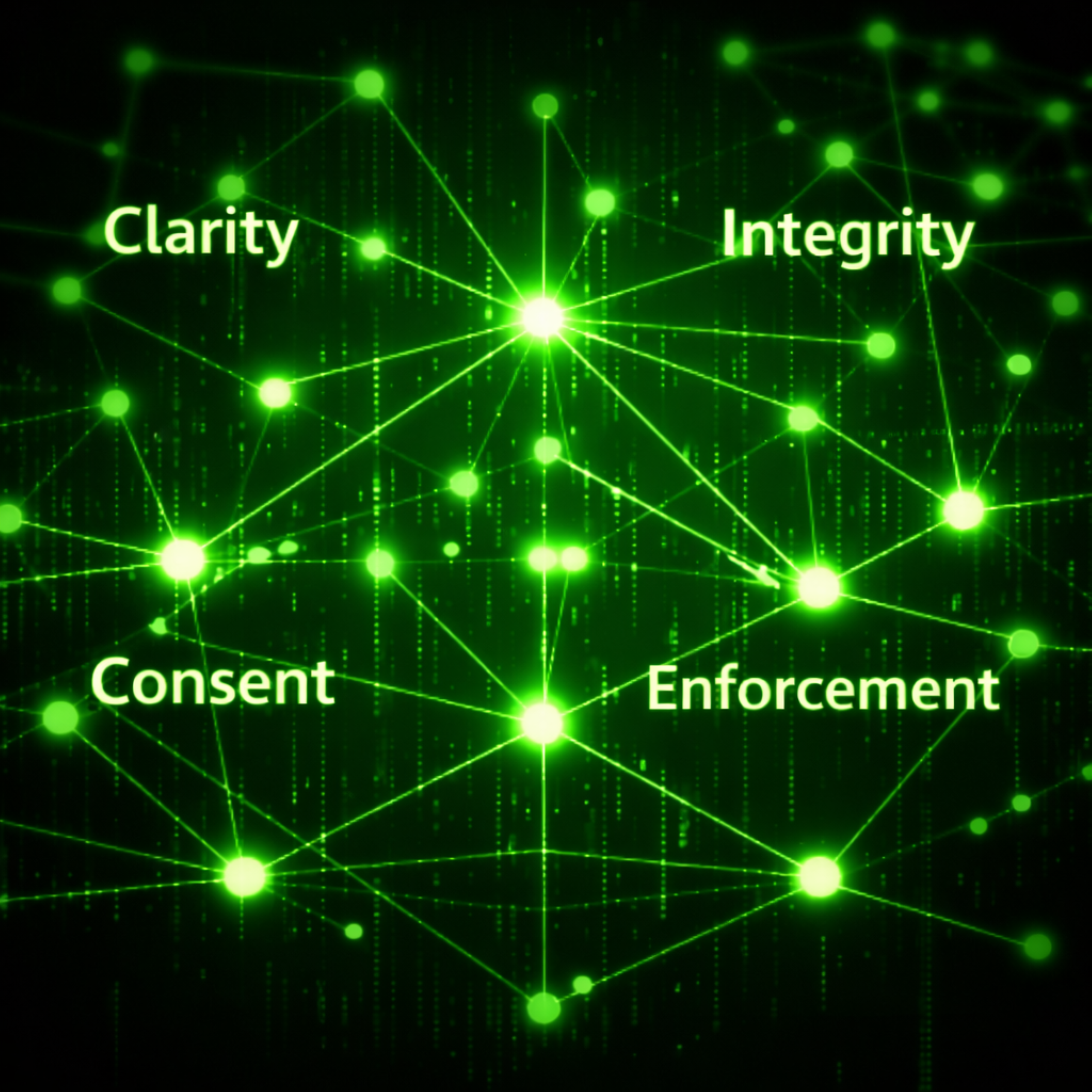 Green governance structure image showing clarity integrity consent and enforcement