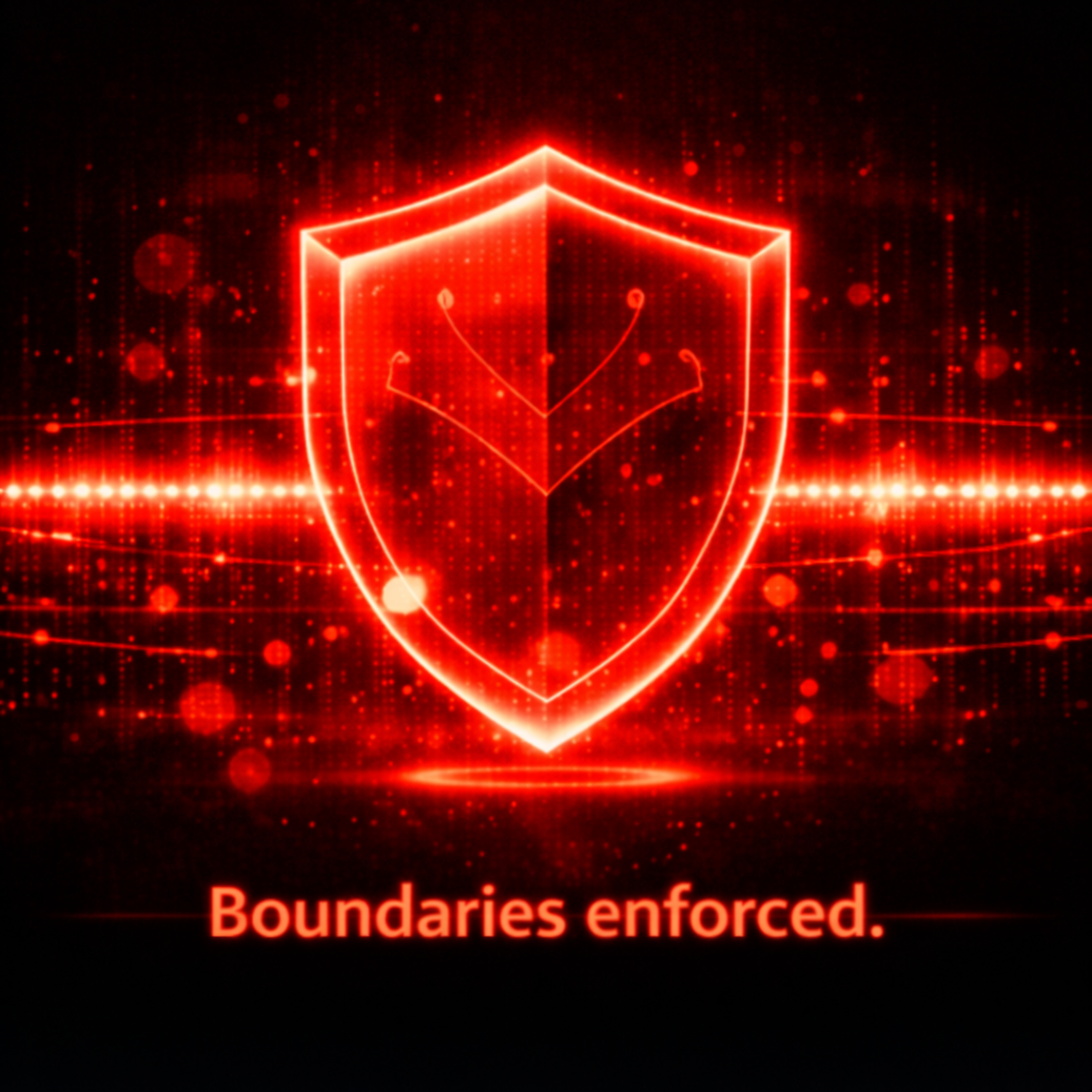 Red shield image representing active defense and enforced boundaries